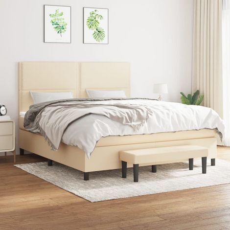 Boxspringbett mit Matratze Creme 180x200 cm Stoff (1/5)