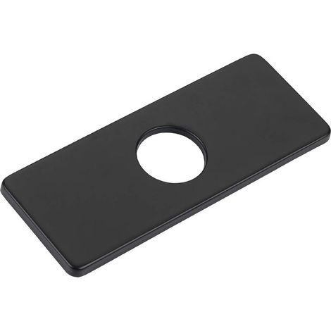 Plaque de recouvrement de trou de 6 pouces pour lavabo de salle de bain, plaque de garniture de robinet de salle de bain 3 en 1, rectangulaire, acier inoxydable (noir mat) (1/4)