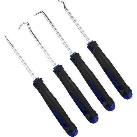 4-teiliges Haken-Set: Hakenwerkzeuge und Präzisions-Mechanikerschraubendreher, Türverkleidungs-Entfernungswerkzeug, Dichtungsauszieher, O-Ring-Entfernungswerkzeug (Blau) (1/5)