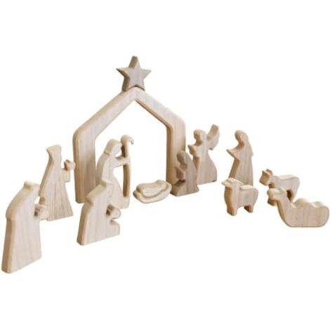 Générique Crèche de Noël Statue Religieuse de Noël en Bois Décorative (1/5)