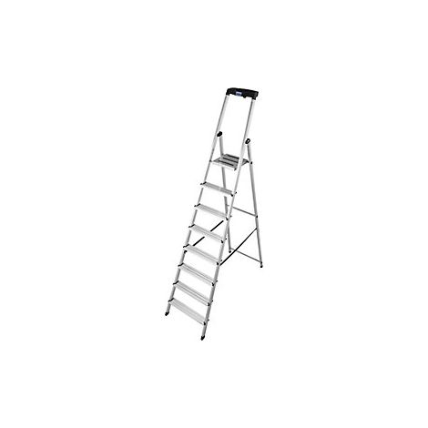 Escalera tipo tijera de peldaños planos  con plataforma de