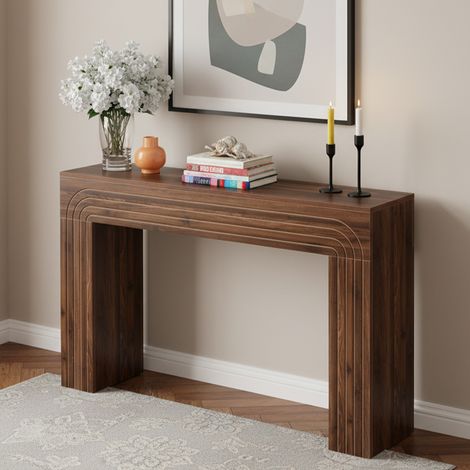 Konsolentisch, 140 x 34 x 90 cm, kleine Räume Konsolentisch für Eingangsbereich, Flur, Wohnzimmer, Vintage-Braun
