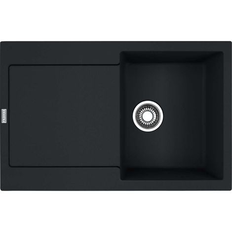 Franke – Évier 1 bac en fragranite MRG 611 – 78x50 cm – Noir mat – Égouttoir réversible – Montage sur plan (1/3)