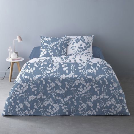 Housse de couette 240x220 Yuka bleu + 2 taies (1/4)