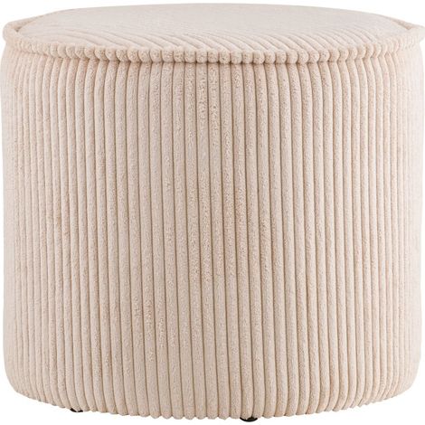 Pouf rond en velours côtelé beige sable - TALIOS (1/4)