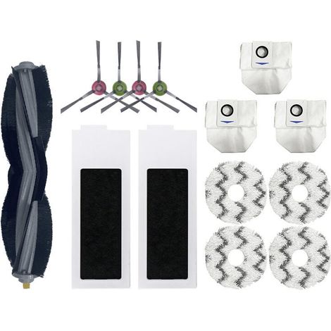 Zubehör für Ecovacs Deebot X1 Omni / X1 e Omni / X1 Turbo Staubsauger, 1 Hauptbürste, 4 Seitenbürsten, 4 Mopp, 2 Filter, 3 Beutel (1/4)