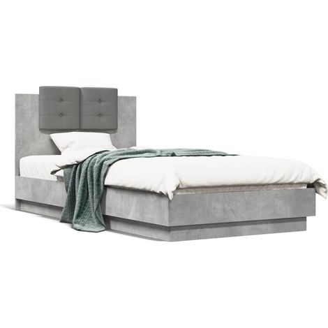 Maison Exclusive - Bettgestell mit Kopfteil Betongrau 75x190 cm H (1/5)