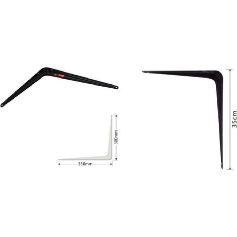 TRADE SHOP - Set 2 Pz Reggimensola Supporto Staffa Triangolo Mensola Metallo 35 Cm Nero 91274 - (1/2)