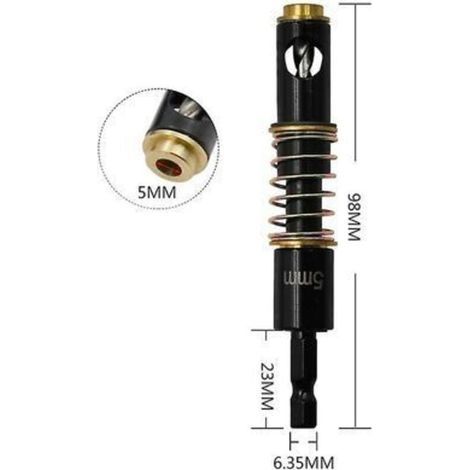 Jeu de Forets à Charnière 5 mm et 1/4 Pouces Guide Auto-Centré pour Perçage Pr (1/4)