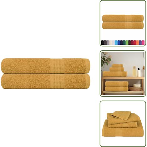 Handtücher 2 Stk. Golden 100x200 cm 360 g/m² 100% Baumwolle - Handtuch - Handtücher - Strandtuch - Badetuch (1/5)