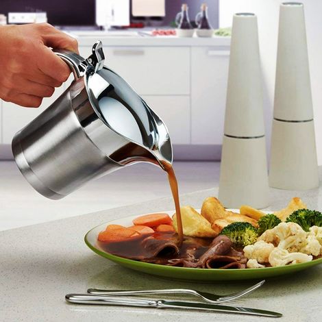 Pot à sauce pour steak en acier inoxydable 304, bouteille pour sauce tomate et steak, pot à assaisonnement à double paroi isolante, 450 ml (1/5)