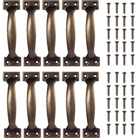 10-Piece Vintage Kitchen Cabinet Handles, Retro Bronze Door Knobs for Kitchen Cabinets (Bronze, 98x23mm) (1/4)