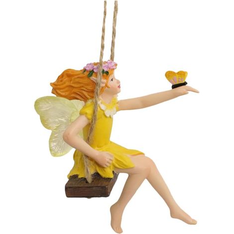 Statua altalena fata in resina per giardino, decorazione profumata per esterni, ornamento delicato e carino per patio e cortile (1/5)