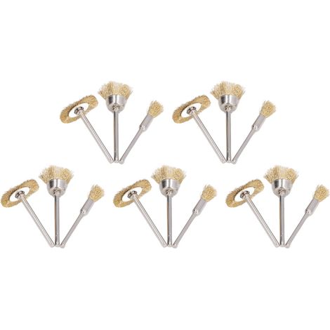 Lot de 15 brosses laiton acier inoxydable meuleuse métal outil rotatif T plat creux stylo 3mm 25 15 5mm (1/5)