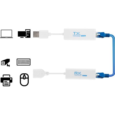 Câble d'extension Ethernet USB 2.0 200 mètres avec adaptateur RJ45 pour réseau