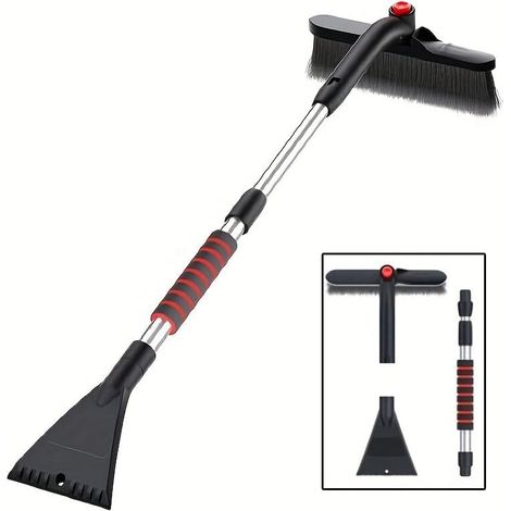 Pelle à neige multifonctionnelle pour voiture, combinaison pelle à glace rétractable et brosse à neige, outil de déneigement hivernal. (1/5)