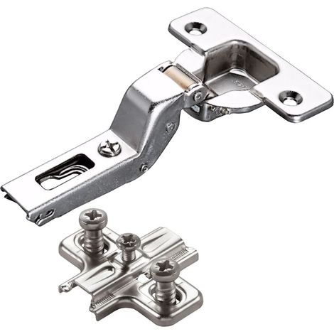 2 x Salice Topfband 110° Serie 200 Bohrbild T52 Innenanschlag inkl. Kreuz-Montageplatte Höhe 3 mm mit vormontierten Euroschrauben und Langlochverstellung Topfscharnier von SOTECH (1/4)