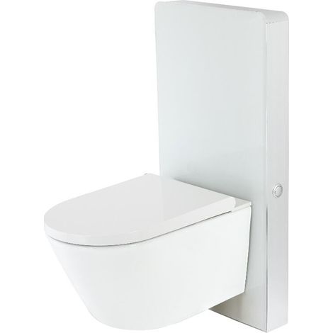 Milano Arca 483mm Bathroom Toilet WC Unit with Wall Hung Japanese Bidet Pan Cistern and Seat - White WC Unit