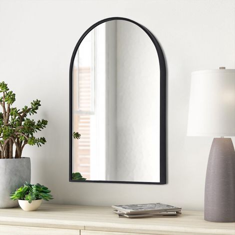 Black 60cm Aluminum Arched Wall Mirror (1/5)