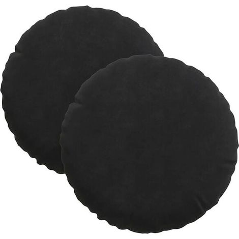 Coussins d'assise, 2 pièces, noirs, 30 cm de diamètre x 13 cm de largeur, en velours. (1/5)