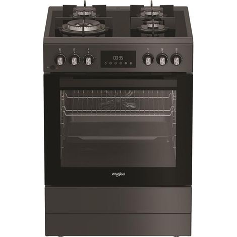 Whirlpool – Cuisinière gaz 72l 4 feux anthracite – Brûleur triple couronne 2000W – Nettoyage par catalyse – Four multifonction A+