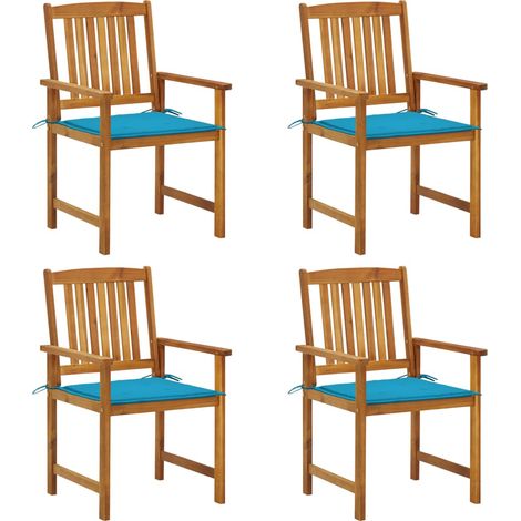 Lot de 4 Chaises de jardin avec coussins - Chaises d'extérieur pour terrasse/jardin Bois d'acacia massif BV293125 - BonneVie (1/5)