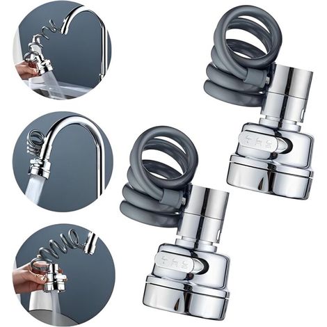 360° Swivel Faucet Aerator, 2-Piece Kitchen Faucet Aerator with 3 Modes, Kitchen Mixer Tap with Pull-Out Sprayer, Bathroom Sink Faucet Head Extension Adapter (1/5)