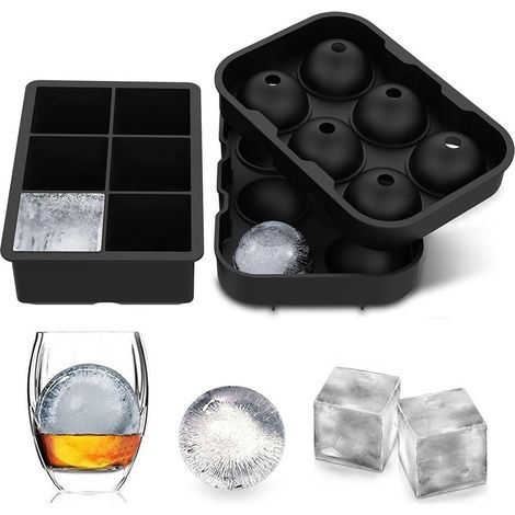 Lot de 2 bacs à glaçons, moules à glaçons et boules de glace