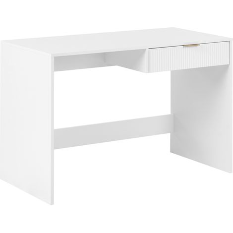 Escritorio de oficina 1 cajón estilo escandinavo patas anchas 120 x 60 cm aglomerado blanco Lutetia