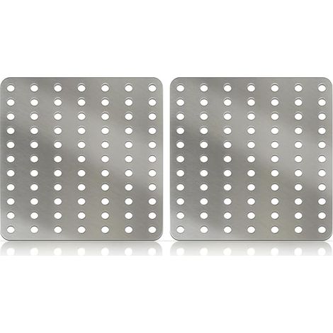 Protection de drain carrée/Couvercle tourbillonnant - Paquet de 2 - 150 mm x 150 mm (6 po x 6 po) - Acier inoxydable à 77 trous - Empêche les feuilles et les débris de boucher les drains (1/5)