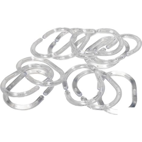 Pack 12 Anillas Cortinas Baño Transparente Modelo Ring
