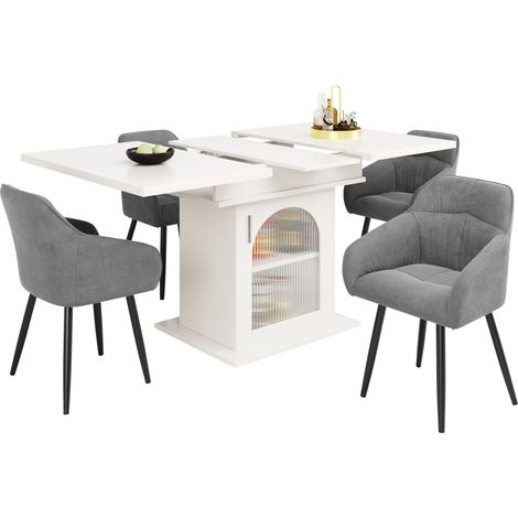 CHICFURN Tavolo da pranzo allungabile 140x80 cm in MDF bianco con vano contenitore (1/5)