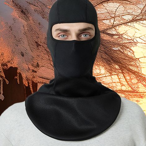 Masque de moto - Protection intégrale chaude pour le visage et le cou - Idéal pour les activités de plein air et les sports d'hiver - Coupe-vent - Noir (1/2)
