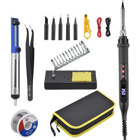 Kit de fer à souder (80 W, 220 V) avec écran LCD, température réglable et outils de soudage et de réparation. (1/5)