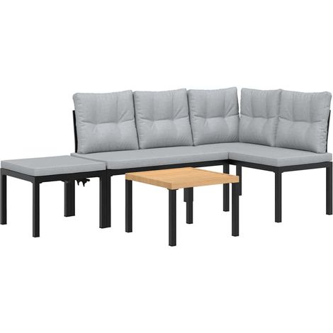 Maison Exclusive - Gartenbank-Set 4-tlg. Schwarz Pulverbeschichte