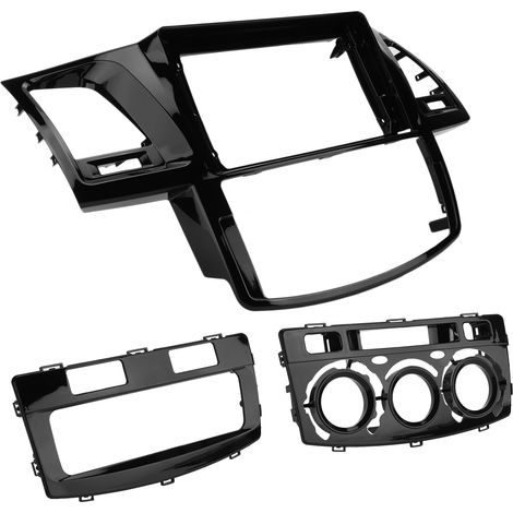 Autoradio 2 DIN Panneau de Garniture Noir pour Toyota Hilux 2009-2015, Cadre de Montage Stéréo, Remplacement de Façade Audio (1/5)