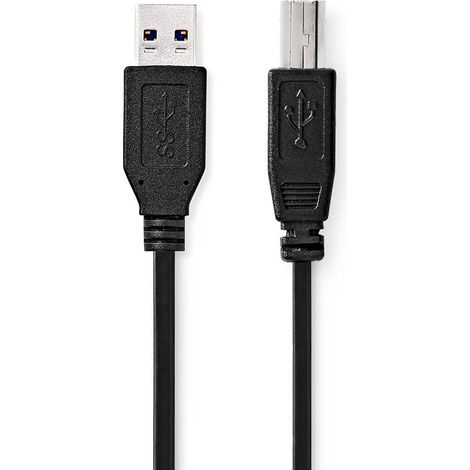 Cable usb usb 32 generacion 1 usb a macho usb b macho 5 gbps niquelado 200 metros redondo pvc negro caja