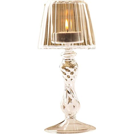 Porte-bougies en verre cristal pour salon, bureau, chambre - Décoration de banquet résistante et durable en forme de lampe (1/4)