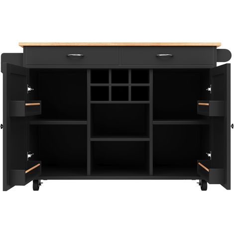 Isola da cucina moderna 102 x 45 x 92 cm nera con contenitore, MDF e metallo (1/5)