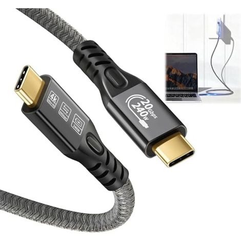 Câble USB C vers 20 Gbps, 4, Charge Rapide 240W (20V/5A), Transmission Vidéo 4K @ 60Hz, Compatible avec Tous les Dispositifs USB-C, Court 0.5M (1/5)