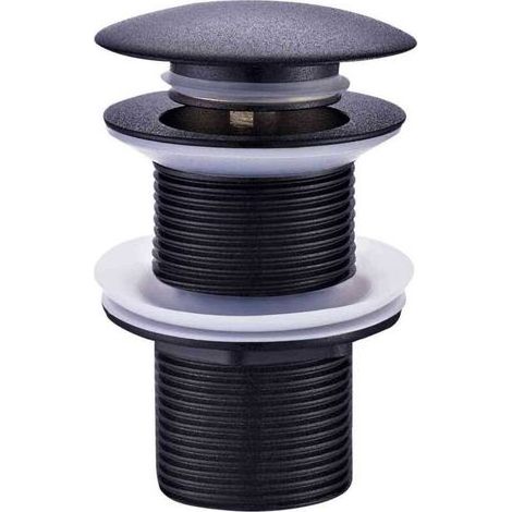 Bonde de Lavabo Clic-Clac, diam. 63 mm, certifié NF, sans Trop Plein, pour Grande Epaisseur (Plan De Travail), Finition Noire (1/5)