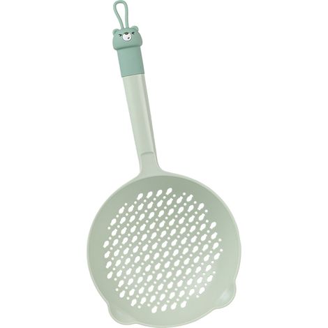Louche à mailles fines, passoire fine, manche en nylon durable et PVC, résistante à la chaleur, grande capacité, louche polyvalente pour la cuisine, verte (1/5)