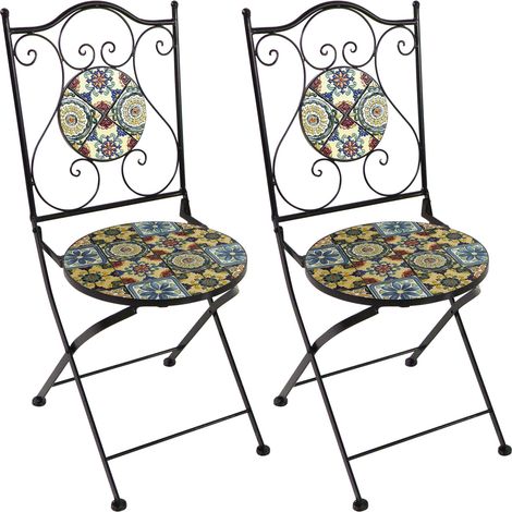 Axi Amélie 2 Chaises Bistrot, Pliantes, Mosaique, Yellow Breeze Assises Style Bistrot, Chaises De Jardin Pour Extérieur/Balcon/Terrasse - 38,5 X 45 X 90 Cm (1/5)