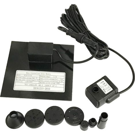 Ulisem 7V 1,2W Solar Springbrunnenpumpe, Solarwasserpumpe mit 6 Düsen Kit Fo (1/5)