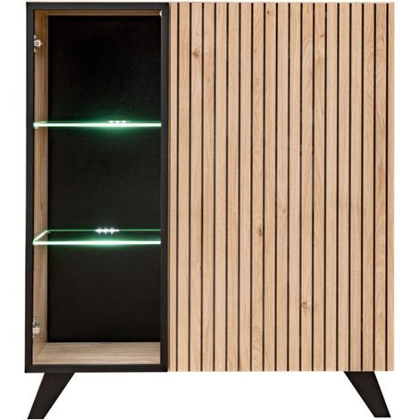 Vaisselier Led Design "Liam" 90cm Naturel & Noir (1/5)
