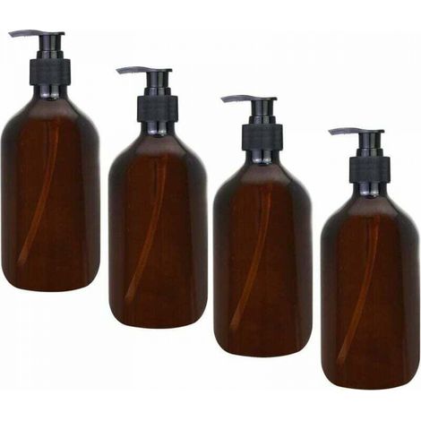 4Pcs Distributeur Ambre Flacons de Distributeur de 500 ML Ambre Bouteilles de Pompe Ambre Vide Bouteille en Plastique pour Lotion Gel Douche Savon pour Les Mains Détergent (1/5)