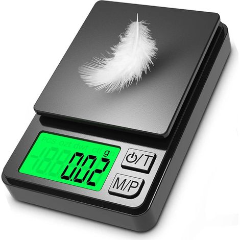 Filiyano-Balance de poche 1000 g x 0,01 g, mini balance de précision pour bijoux et poudres, balance portable au gramme près avec plateau (1/5)