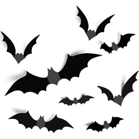 Ensemble de 12 filets lumineux LED en forme de chauve-souris, sur le thème d'Halloween, effet 3D, application polyvalente dans différents espaces de la maison.-AquaForge (1/5)