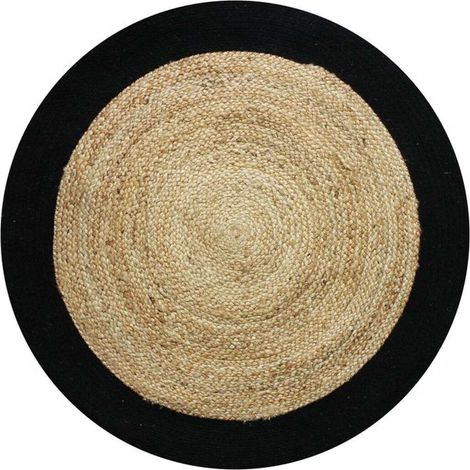 Tapis rond en jute et coton 90 cm – Épaisseur 10 mm – Fabrication artisanale – Label GOTS et OEKO-TEX – Thedecofactory