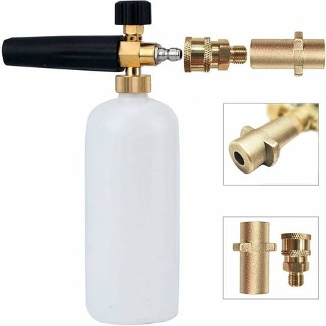 Druckschaumpistole, einstellbare Schneeschaumpistole, 1 l Seifenspender, kompatibel mit 1/4-Zoll-Schnellverschluss und Karcher K2 K3 K4 K5 K6 K7